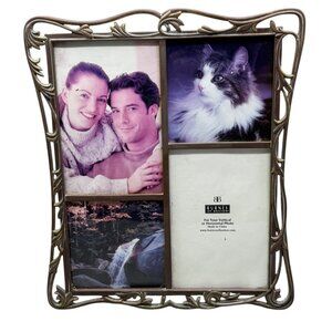 Burnes Of Boston Bronze Finish 4-Photo Collage Frame Leaf Design metal READ